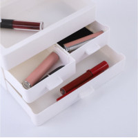 Настільний органайзер для косметики - Cosmetic storage з двома шухлядами білий з пластику
