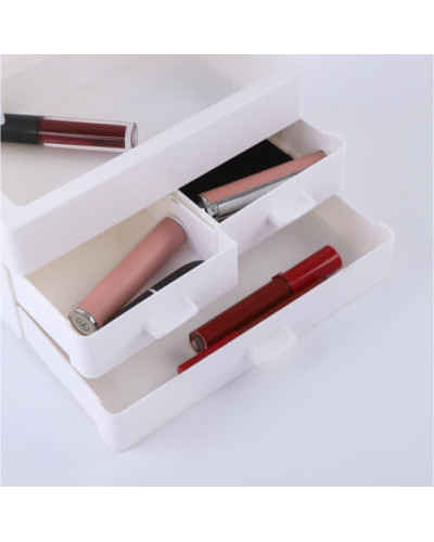 Настільний органайзер для косметики - Cosmetic storage з двома шухлядами білий з пластику Настільний органайзер для косметики - Cosmetic storage з двома шухлядами білий з пластику