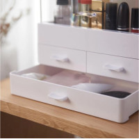 Настільний органайзер для косметики - Cosmetic storage з двома шухлядами білий з пластику