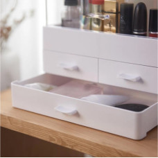 Настільний органайзер для косметики - Cosmetic storage з двома шухлядами білий з пластику