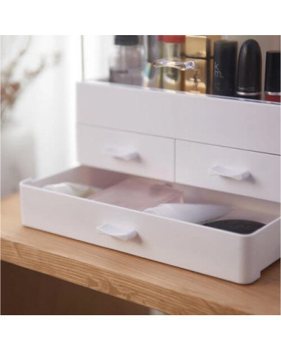 Настільний органайзер для косметики - Cosmetic storage з двома шухлядами білий з пластику Настільний органайзер для косметики - Cosmetic storage з двома шухлядами білий з пластику