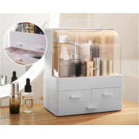 Настільний органайзер для косметики - Cosmetic storage з двома шухлядами білий з пластику