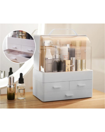 Настільний органайзер для косметики - Cosmetic storage з двома шухлядами білий з пластику Настільний органайзер для косметики - Cosmetic storage з двома шухлядами білий з пластику