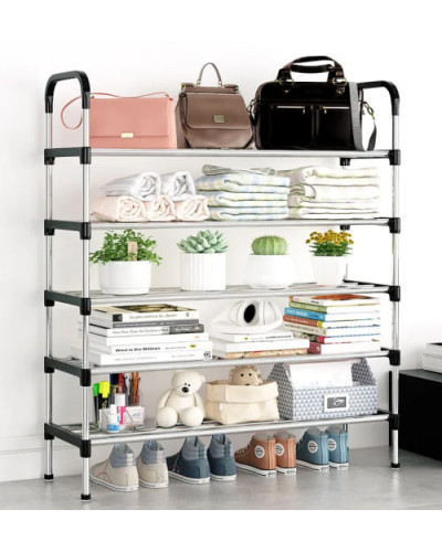 Полиця для взуття 6 ярусів модульна складна New shoe rack металева органайзер стійка для взуття