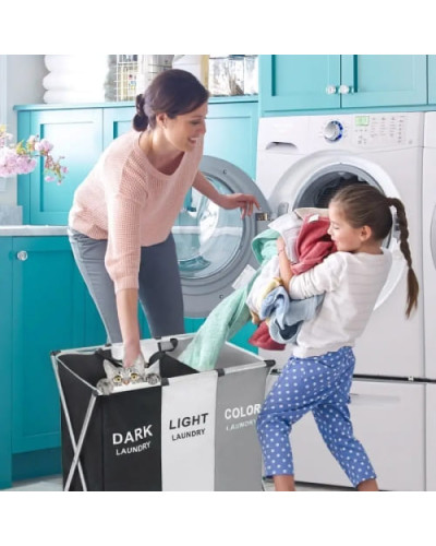 Раскладная корзина для белья на 3 отсека - Laundry Basket Раскладная корзина для белья на 3 отсека - Laundry Basket