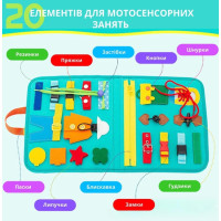 Розвиваюча сенсомотрна дошка бізіборд для навчання і розвитку базових здібностей малюків 