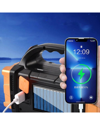 Ручний ліхтар-прожектор з сонячною панеллю і функцією PowerBank, GL-2289 Ручний ліхтар-прожектор з сонячною панеллю і функцією PowerBank, GL-2289