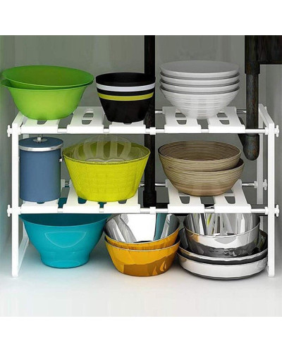 Регулируемая кухонная полка-органайзер Kitchen Rack Регулируемая кухонная полка-органайзер Kitchen Rack
