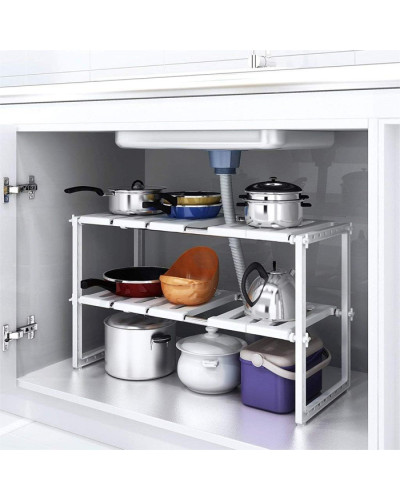 Регулируемая кухонная полка-органайзер Kitchen Rack Регулируемая кухонная полка-органайзер Kitchen Rack