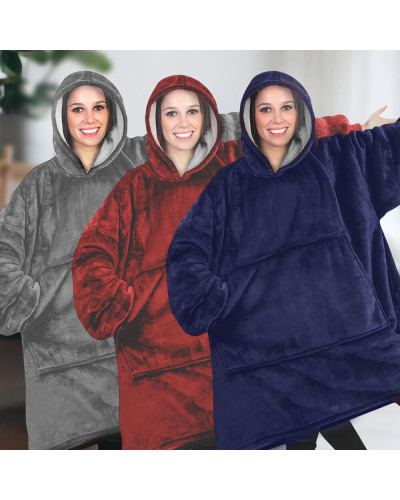 Плед с капюшоном - Huggle Hoodie (красный) + Перчатки для сенсорных экранов - iGlove