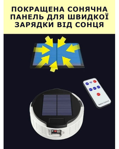 Кемпінговий ліхтар із сонячною зарядкою, пультом та Power Bank - Solar charging lamp HP-2009