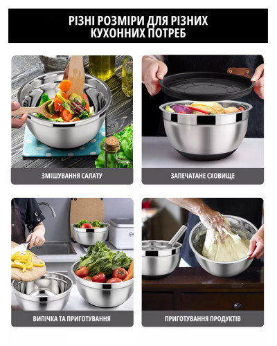 Набор металлических мисок с крышками и терками 6 шт