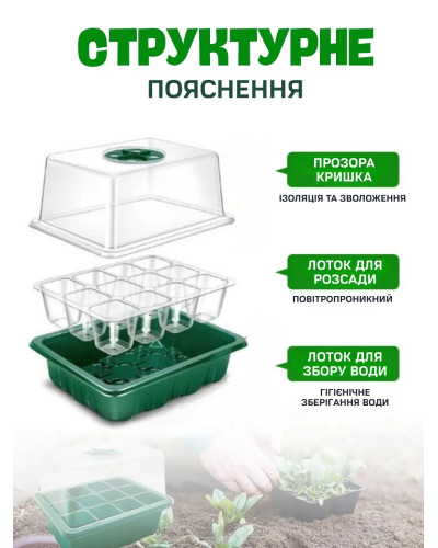 Набор лотков для проращивания семян (5 шт.) з подсвенткой, мини теплица