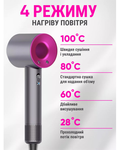 Профессиональный фен для волос 5в1 с магнитными насадками + массажная расческа в подарок