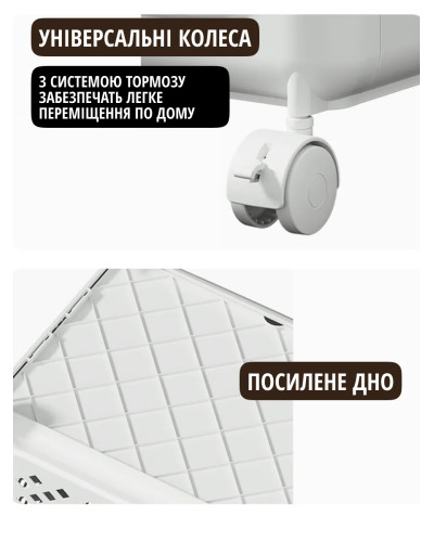 Складная корзина для белья с ручками и колесиками
