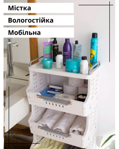 Корзина - этажерка на колёсиках 4 секции Корзина - этажерка на колёсиках 4 секции