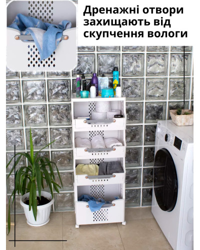 Корзина - этажерка на колёсиках 4 секции Корзина - этажерка на колёсиках 4 секции