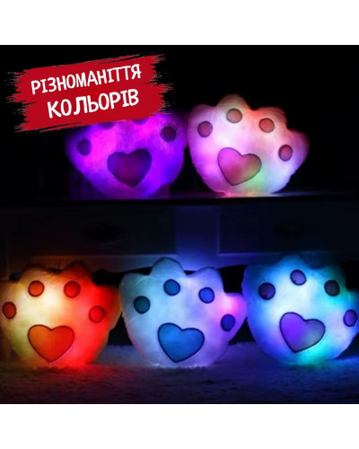 Светящаяся плюшевая подушка в форме лапки (розовый) Светящаяся плюшевая подушка в форме лапки (розовый)
