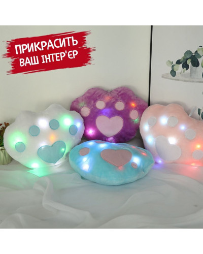 Светящаяся плюшевая подушка в форме лапки (розовый) Светящаяся плюшевая подушка в форме лапки (розовый)