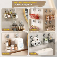 Настінна прозора полиця для ванної кімнати - органайзер с присосками