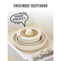 Набор кухонной посуды с крышкой и съемной ручкой (5 пр.)