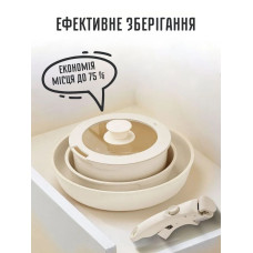 Набор кухонной посуды с крышкой и съемной ручкой (5 пр.)