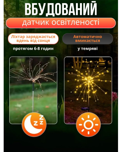Уличный светильник на солнечной батарее - Фейерверк, садовый светильник