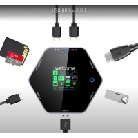 Док - станція USB HUB 8 в 1, USB-хаб адаптер, (HDMI+USB-C+SD і microSD+USB-A)