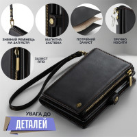 Кошелёк портмоне для паспорта и карт с RFID-защитой карт (черный)