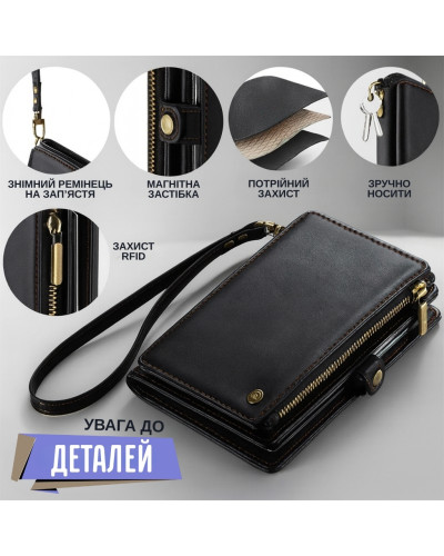 Кошелёк портмоне для паспорта и карт с RFID-защитой карт (черный) Кошелёк портмоне для паспорта и карт с RFID-защитой карт (черный)