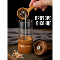 Ручний млин для спецій з натурального дерева акації