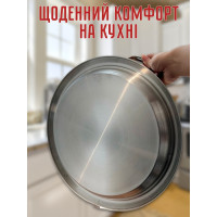 Сковорода из нержавеющей стали с крышкой, 30 см