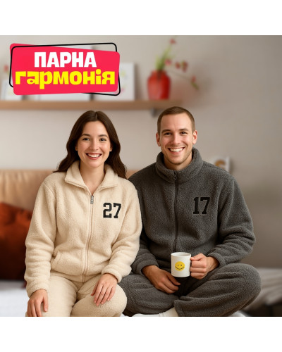 Тёплая плюшевая пижама для пары Тёплая плюшевая пижама для пары