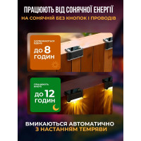 Вуличні кутові світильники на сонячній батареї (набір 4 шт) для сходів, доріжок, паркану, фасаду