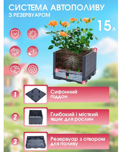 Кашпо с опорой и автополивом для растений 2 в 1 (висота 60-140см)