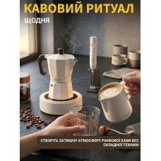 Великий подарунковий набір для приготування кави (гейзерна кавоварка, кавомолка, спінювач)