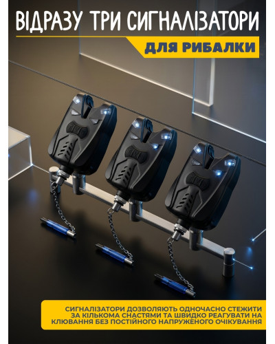 Набір сигналізаторів клювання 3шт з кейсом та свінгерами