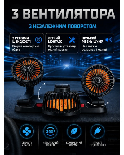 Тройной автомобильный вентилятор с ароматизатором