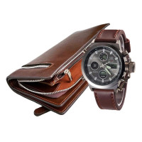Подарочный набор для мужчин Портмоне Baellerry + Часы AMST