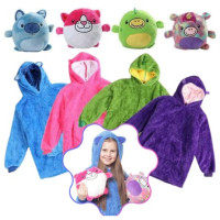 Детский плед с капюшоном и рукавами Huggle Pets Hoodie (фиолетовый)