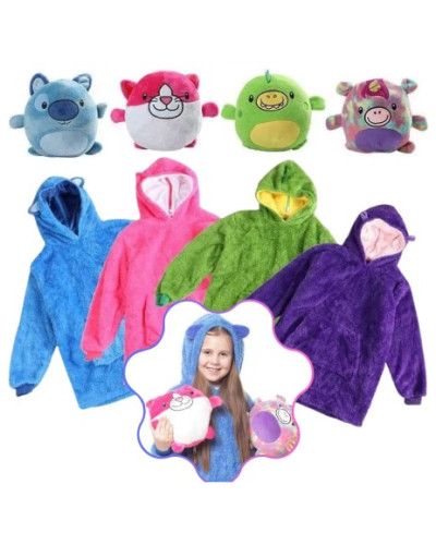 Детский плед с капюшоном и рукавами Huggle Pets Hoodie (фиолетовый) Детский плед с капюшоном и рукавами Huggle Pets Hoodie (фиолетовый)