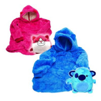 Детский плед с капюшоном и рукавами Huggle Pets Hoodie (синий)