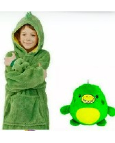 Детский плед с капюшоном и рукавами Huggle Pets Hoodie (зеленый)
