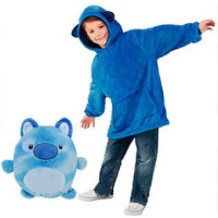 Детский плед с капюшоном и рукавами Huggle Pets Hoodie (синий)