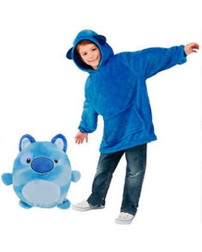 Детский плед с капюшоном и рукавами Huggle Pets Hoodie (синий)