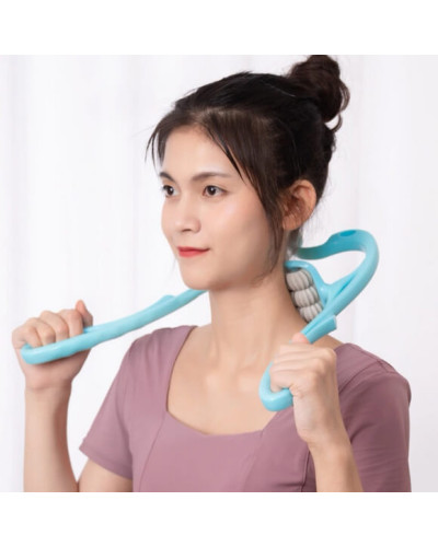 Ручной роликовый массажер 6 роликов для шеи и тела Hexiang Neck Massager