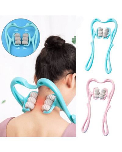 Ручной роликовый массажер 6 роликов для шеи и тела Hexiang Neck Massager