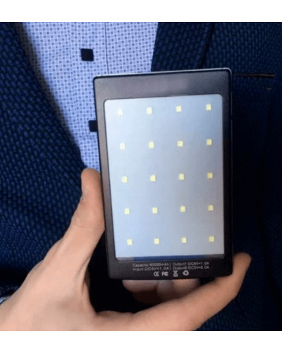 Павербанк на сонячних батареях + LED панель 15000 mAh (90000 mAh)