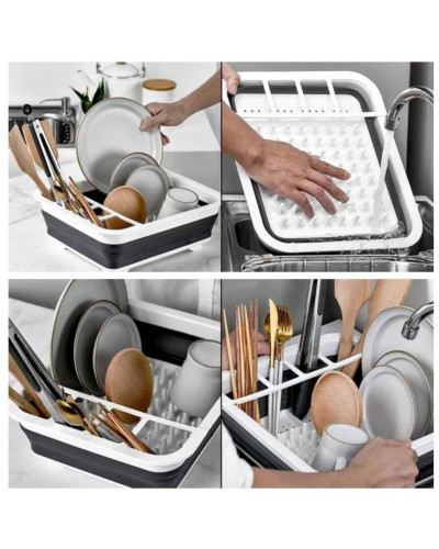 Портативна складна сушарка для посуду Collapsible Drying, з силикону та пластику Портативна складна сушарка для посуду Collapsible Drying, з силикону та пластику