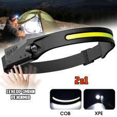 Сенсорный налобный фонарь BL-G28-XPE+COB